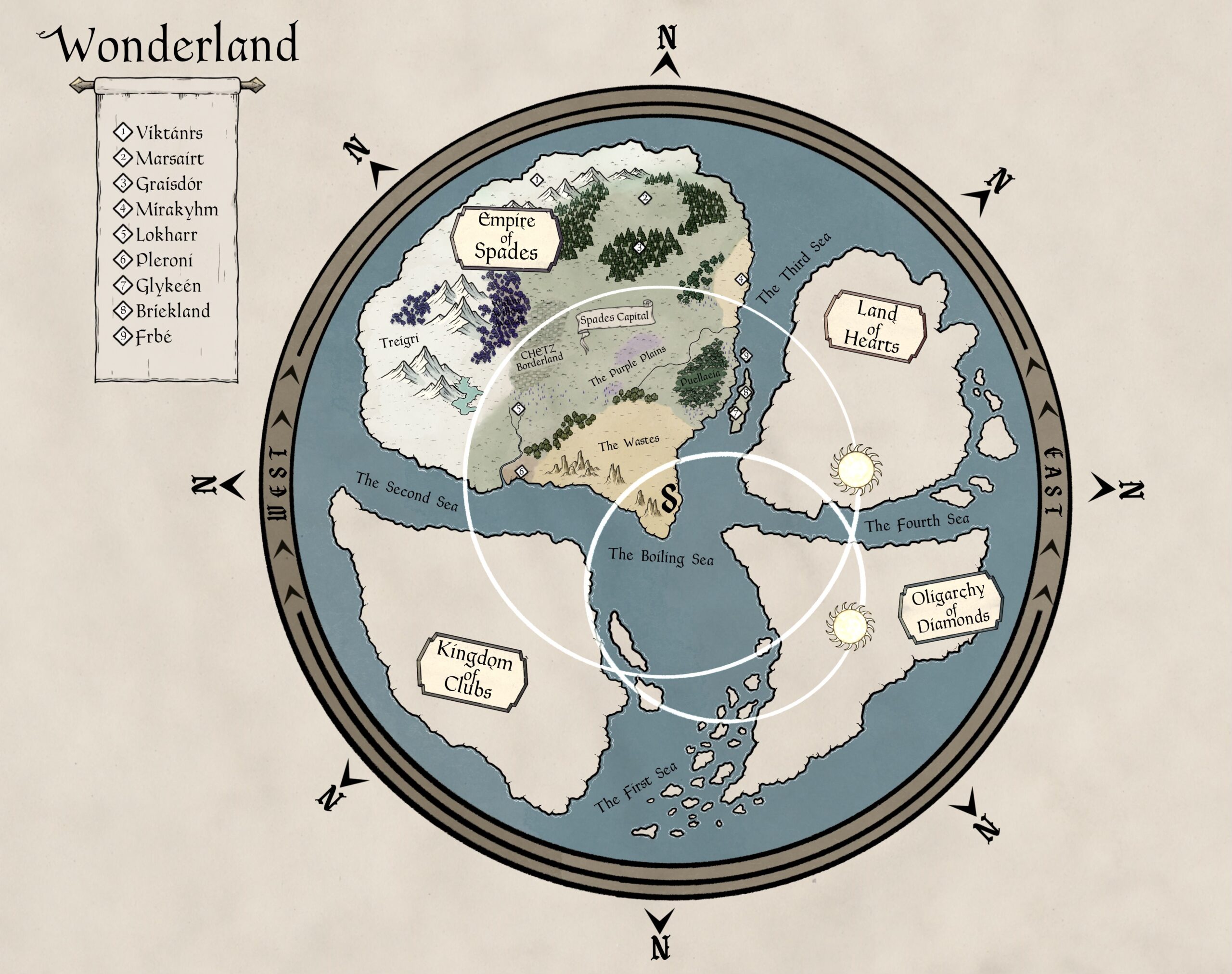Wonderland map from queen of spades